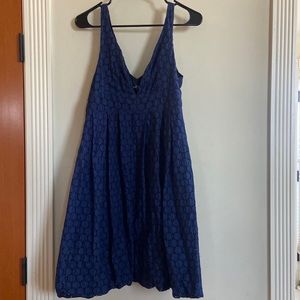 ABS By Allen Schwartz Navy Blue Eyelet Dress